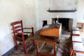 School desks in Voorlezer's House at Historic Richmond Town. Staten Island, NY.