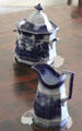 Davenport Amoy Flow Blue Ironstone China creamer & covered sugar bowl at Lindenwald. Kinderhook, NY.