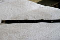 Silver-headed walking stick bearing M. Van Buren's name on bedspread at Lindenwald. Kinderhook, NY.