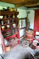 Various containers in lean-to of Conklin House at Old Bethpage Village. Old Bethpage, NY.