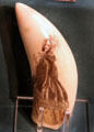 Scrimshaw woman in Victorian dress etched on tooth at Whaling Museum. Cold Spring Harbor, NY.