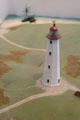 Model of tower & keeper's house just after its construction in 1797 at Montauk Lighthouse museum. Montauk, NY.
