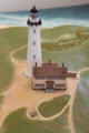 Model of lighthouse as of 1860 including original Keeper's house & new Double Keeper's house at Montauk Lighthouse museum. Montauk, NY.