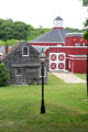Red gallery building of carriage collection of Long Island Museum. Stony Brook, NY.