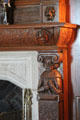 Carved fireplace column in organ room at Vanderbilt Mansion. Centerport, NY.