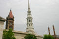 Spires of City Hall, St Peter-In-Chains & Plum Street Temple. Cincinnati, OH.