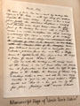 Manuscript page from Harriet Beecher Stowe's <i>Uncle Tom's Cabin</i> at Stowe House museum home. Cincinnati, OH