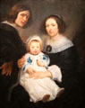 Self-portrait with Wife Catherina de Hemelaer & Son Jan Erasmus Quellinus by Erasmus II Quellinus of Antwerp, Flanders at Cincinnati Art Museum. Cincinnati, OH.