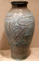 Earthenware vase with leaves by Williams Ernst Hentschel of Rookwood Pottery Co. of Cincinnati at Cincinnati Art Museum. Cincinnati, OH.