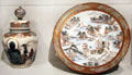 Kyoto ware vase & Kutani ware porcelain plate from Japan at Cincinnati Art Museum. Cincinnati, OH.