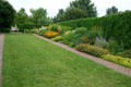 Formal English Border flower garden at Toledo Botanical Garden. Toledo, OH.