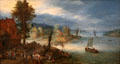 Landscape with Fishing Village painting by Jan Brueghel Elder at Toledo Museum of Art. Toledo, OH.