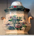 Covered jar with painted flowers at Edison Birthplace Museum. Milan, OH.