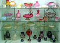 Colored glass collection at Milan Historical Museum. Milan, OH.