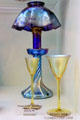 Tiffany glass lamp & wine glasses at Milan Historical Museum. Milan, OH.