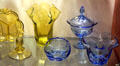 Yellow & blue glass at Tiffin Glass Museum. Tiffin, OH.