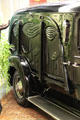 Hand carved wood side panel on Packard Model 1508 Miller Art Carved hearse at Canton Classic Car Museum. Canton, OH.