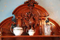 Detail of china cabinet in dining room at Col. Simon Perkins Stone Mansion. Akron, OH.