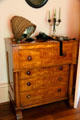 Tiger maple chest of drawers at Col. Simon Perkins Stone Mansion. Akron, OH.