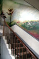 Frontier scene painted in stairwell at Sherwood-Davidson House. Newark, OH.