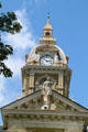 Clock tower & blind justice atop Guernsey County Courthouse. Cambridge, OH