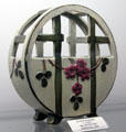 Silverton Basket by Weller Pottery of Zanesville, OH at Degenhart Paperweight & Glass Museum. Cambridge, OH.