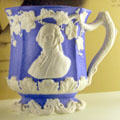 George Washington cup in Parian Whiteware with blue by William Bloor at Museum of Ceramics. East Liverpool, OH.