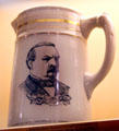 Grover Cleveland ironstone pitcher by George Morley & Sons Pottery at Museum of Ceramics. East Liverpool, OH.