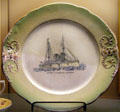Admiral George Dewey's Flagship Olympia Spanish American War souvenir plate by Globe Pottery Co. at Museum of Ceramics. East Liverpool, OH.