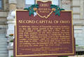 Ohio Historical Marker noting Ohio's Second State Capitol Building. Zanesville, OH.