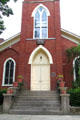 Gothic portal of Putnam Presbyterian Church with past abolitionist congregation. Zanesville, OH.