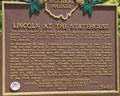 Lincoln at the Ohio Statehouse plaque marking election speech on Sept. 16, 1859; address to legislature on Feb. 13, 1861 & lying in state on April 29, 1865. Columbus, OH.