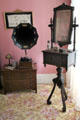 Wax cylinder record player & mirrored vanity stand at Kelton House Museum. Columbus, OH.