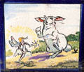 Painted ceramic tile with fairy & rabbit by Rugerio at Kelton House Museum. Columbus, OH.