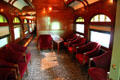 Seating area in Detroit & Mackinac railway passenger coach at Carillon Historical Park. Dayton, OH.