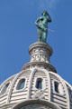Blind justice statue atop dome of Miami County Courthouse. Troy, OH