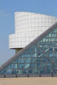 Spiral tower above glass pyramid of Rock & Roll Hall of Fame. Cleveland, OH
