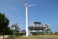 Wind turbine at Cleveland Browns Stadium. Cleveland, OH.