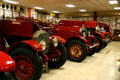 Row of antique fire engines & fire fighting memorabilia at Oklahoma State Firefighters Museum. Oklahoma City, OK.