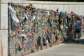 Memorial fence with objects left in memory of bombing victims at Oklahoma City National Memorial. Oklahoma City, OK.