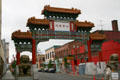 Entrance gate to Portland's Chinatown with lions. Portland, OR