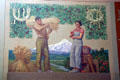 Mural of wheat reaper & apple picker by Barry Faulkner at Oregon State Capitol. Salem, OR.