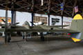Double tail of Lockheed P-38 Lightning at Tillamook Air Museum. Tillamook, OR.