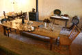 Tables, food & games of Shriver's Saloon at Shriver House Museum. Gettysburg, PA.