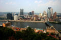 Skyline of Pittsburgh from observation deck of Monongahela Incline Railroad. Pittsburgh, PA