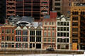 Heritage row of offices like Firstside Building & Riverview Place facing Monongahela River. Pittsburgh, PA.