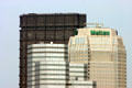 Summits of black U.S. Steel Tower, white One Oxford Centre, & tan One Mellon Center. Pittsburgh, PA.