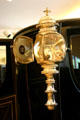 Golden lamp on Brougham coach at Frick Mansion Auto Collection. Pittsburgh, PA.