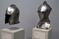 Italian steel helmet by Antonio Missaglia & Spanish steel tilting helmet at Carnegie Museum of Art. Pittsburgh, PA.