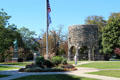 Touro Park on Bellevue Ave. with Old Stone Mill. Newport, RI.